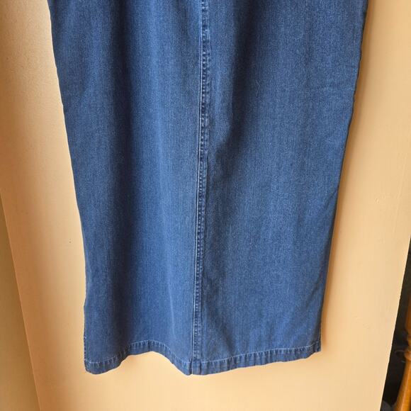 Vintage Y2K Maxi Skirt Size L Long Denim Blue Jean Pockets Side Slits - Picture 7 of 8